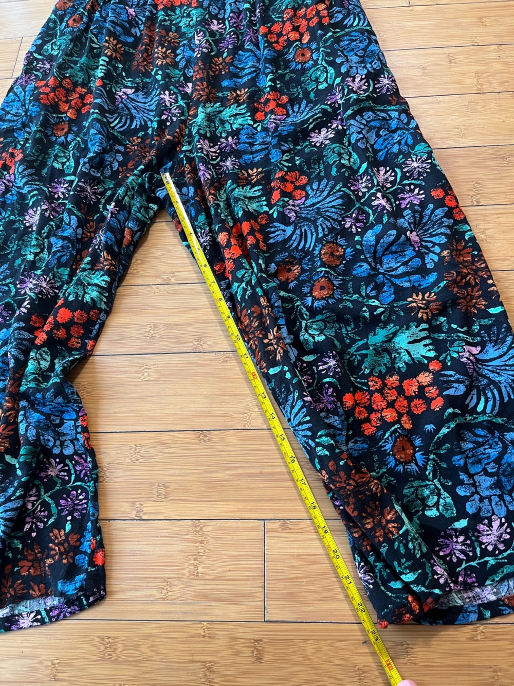 Knox Rose Black Botanical Print Boho 100% Rayon Wide-Leg Jumpsuit - Picture 8 of 15
